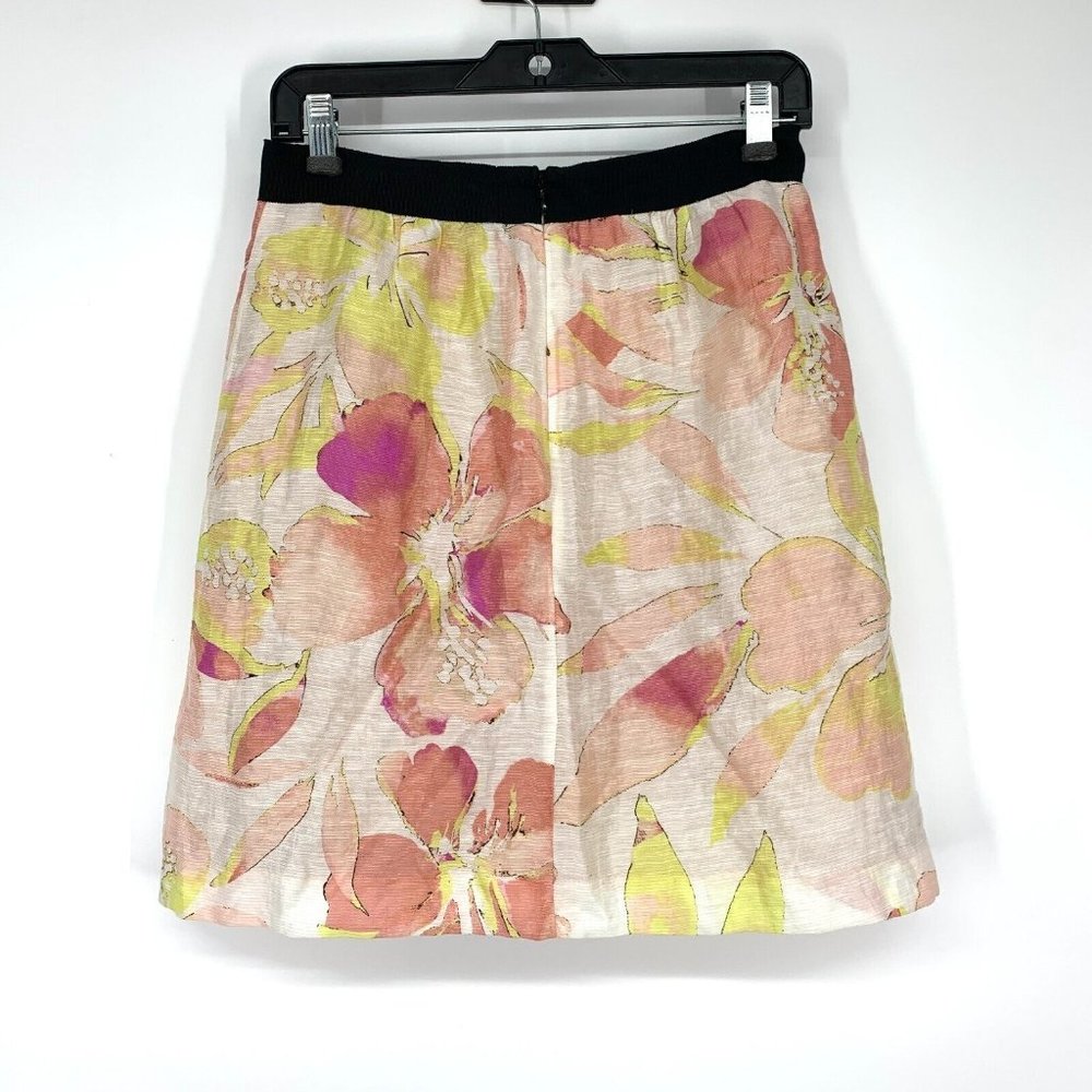 LOFT Skirt Floral Print Linen Blend A Line Mini Lined - Picture 6 of 10